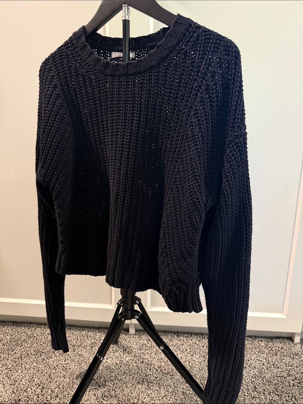 PacSun Black Chunky Crewneck Sweater